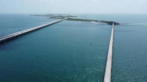 Shot two static high elevation shot of the Bahia Honda Railroad Bridge 2026  Stock Footage 344059890