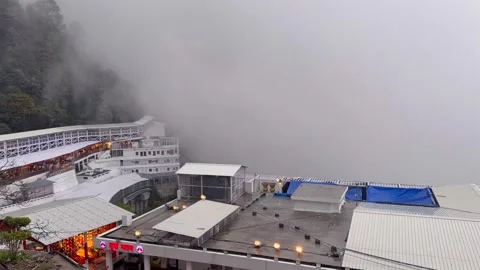 A Shot of Vaishno Devi Temple Covered Pathway in Fog Katra Jammu India Stock Footage 332409568