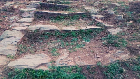 A shot of walk on old stone path Stock Footage 151778762