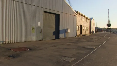 A shot of warehouses Stock Footage 84924764
