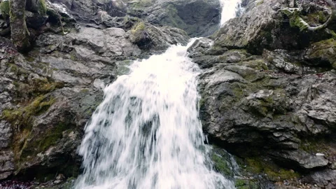 Shot of waterfall in forest with rocks and trees Stock Footage 150339663