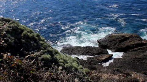 Shot of Waves Crashing at Big Sur Stock Footage 79596215