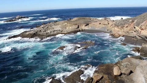 Shot of Waves Crashing at Big Sur Stock Footage 79596253