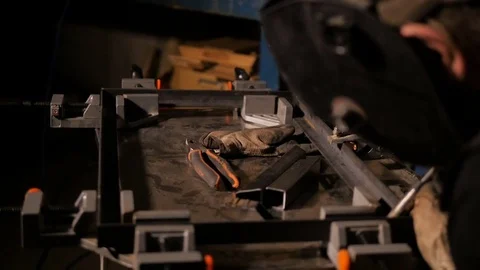 Shot of welding in Norway, table in slow motion Stock Footage 85161184