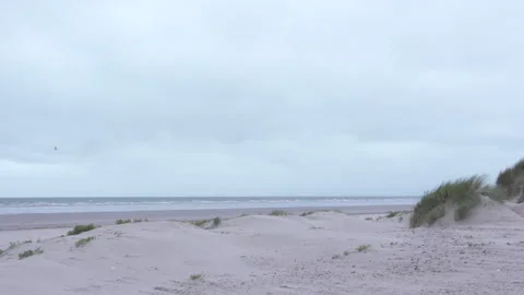 Shot of a Welsh Beach on a Windy Day Stock Footage 293085703