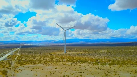 Shot of Windmill Turning while tilting up with Drone. Stock Footage 86587179