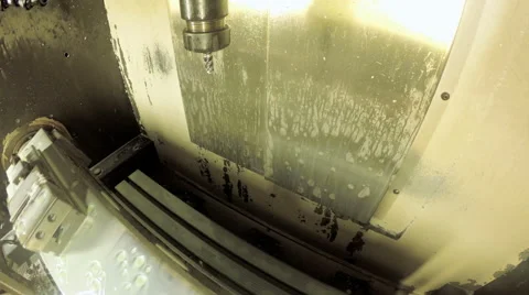 Shot from within a CNC milling machine Stock Footage 68192947