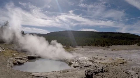Shot of Yellowstone Geyser Stock Footage 79586677