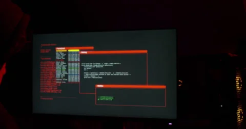 Shot of a young hacker cracking a computer code in the dark Stock Footage 151447560