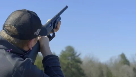 Shotgun 4k - Slow Motion Shooting Skeet Stock Footage 120488348