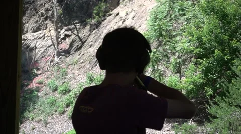 Shotgun Blasts Clay Pigeon Shell Spirals Silhouette Slow Motion Stock Footage 64363262
