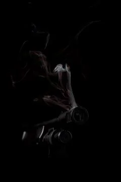 Shotgun muzzle device with smoke Foto stock