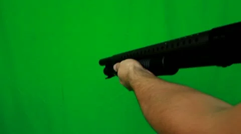 Shotgun Pulling Out Realoading And Shooting From Above Stock Footage