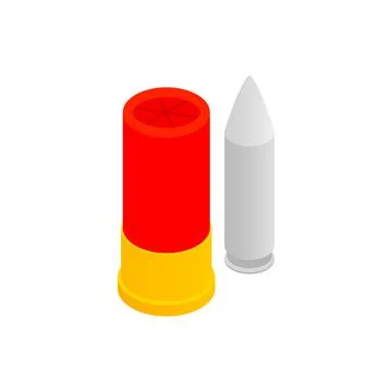 Shotgun shell and bullet isometric 3d icon Stock Illustration