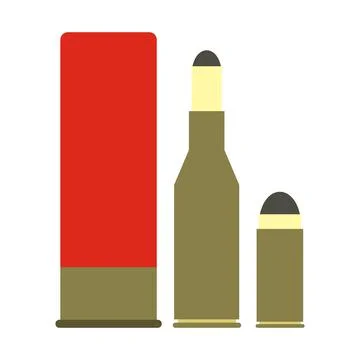 Shotgun shell and bullets icon Stock Illustration