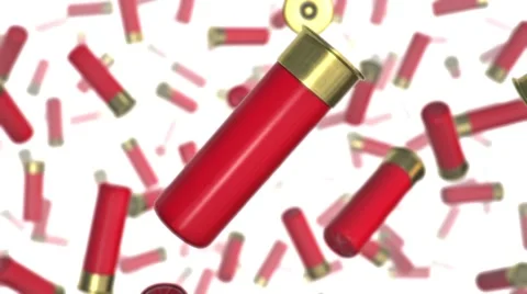Shotgun Shells Floating in White Space 库存影片 58931508