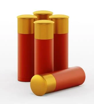 Shotgun shells isolated on white background. 3D illustration Illustrazione stock