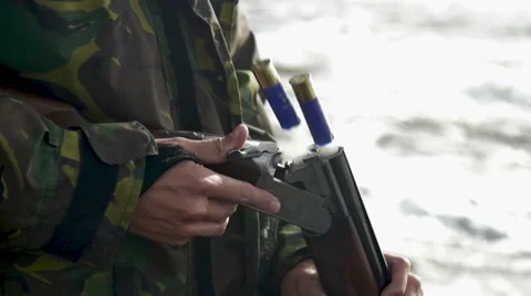 Shotgun Shells leaving barrel in slow motion full HD 1080p| Hunting | gun powder Stockbeeldmateriaal 55708179