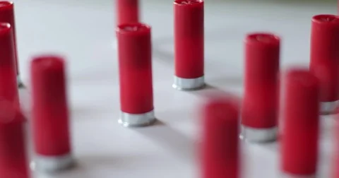 Shotgun shells lined up 動画素材 75265430