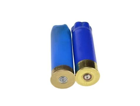 Shotgun shells on white Stock Photos