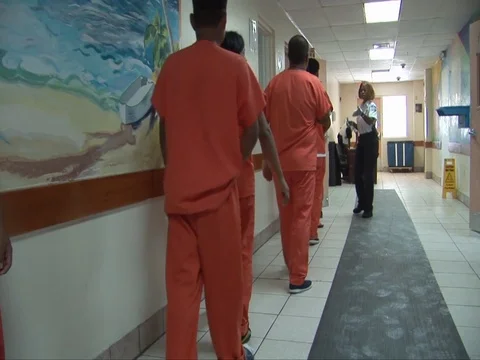 Shots of inmates inside the Broward Transitional Center Stock Footage 74827682