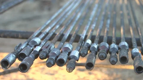 Shots of the oil fields at dusk in Texas Stock Footage 128649041