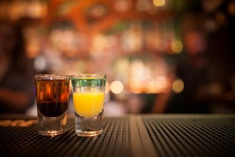 Shots on a pub counter Stock Photos