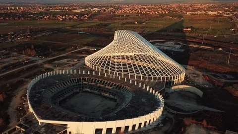 Shotting front Calatrava Vela Designed By Calatrava City Rome Stock Footage 87870019