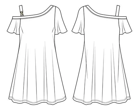 Off shoulder with accessory dress Stock Illustration