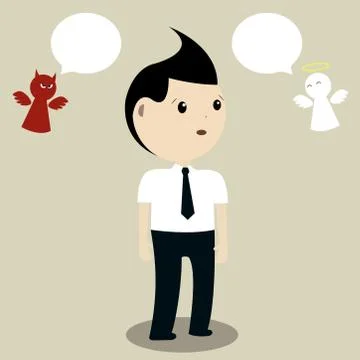 Shoulder devil and angel, Vector illustration Stock Illustration