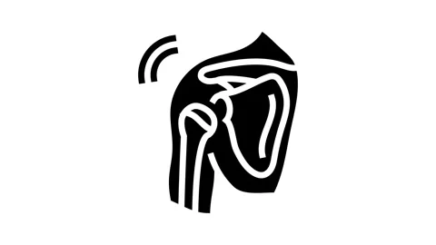 Shoulder dislocation in gym glyph icon animation Stock Footage 326139167