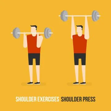 Shoulder Exercises. Shoulder Press. Stock Illustration