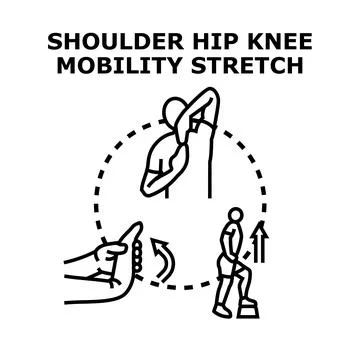 Shoulder hip knee mobility stretching exercise concept 库存插图