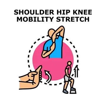 Shoulder hip knee mobility stretching exercise concept Stock Illustration