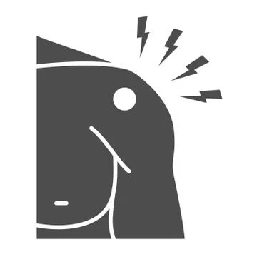 Shoulder pain solid icon, Body pain concept, painful shoulder sign on white イラスト素材