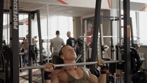 Shoulder press with barbell Stock Footage 118073347