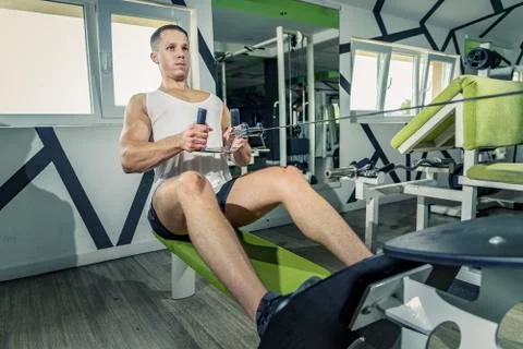 Shoulder pull down exercise Stock Photos