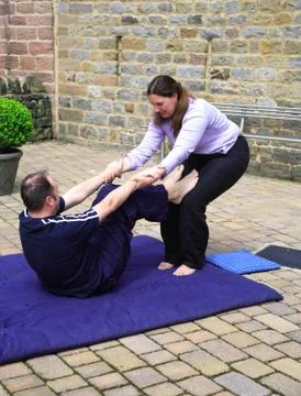 Shoulder stand preparation Stock Photos