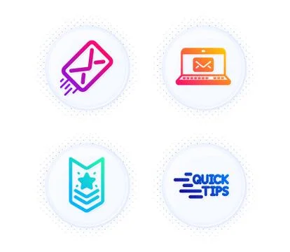 Shoulder strap, E-mail and E-mail icons set. Education sign. Star rank, Mail Stock Illustration