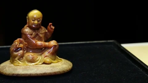 Shoushan stone carving Luohan Video stock 118355006