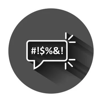 Shout speech bubble icon in flat style. Complain vector illustration on black Illustrazione stock