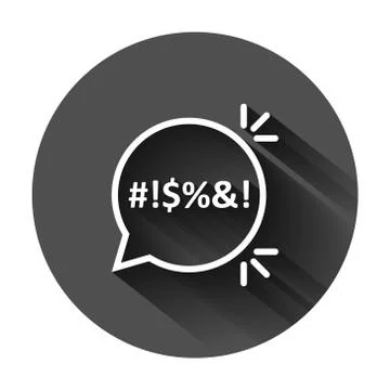 Shout speech bubble icon in flat style. Complain vector illustration on black Stock Illustration