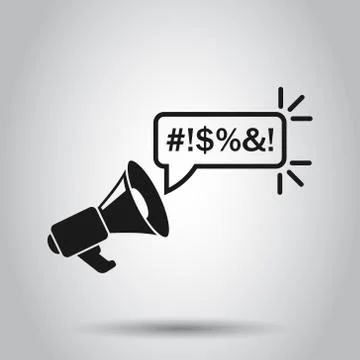 Shout speech bubble with megaphone icon in flat style. Complain vector illust Ilustración de archivo