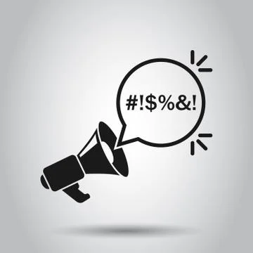 Shout speech bubble with megaphone icon in flat style. Complain vector illust Stock Illustration