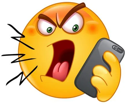 Shouting on phone emoticon Stock Illustration