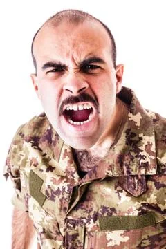 Shouting soldier Stock Photos