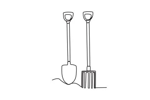 A shovel and a ground fork Stock Illustration