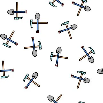 Shovel and pickax vector seamless pattern Stock Illustration
