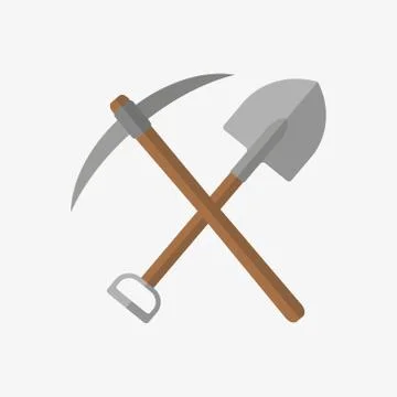 Shovel and pickaxe tools, mining industry vector Illustration. Stock Illustration