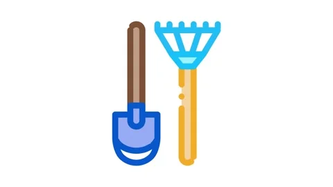 Shovel and rake Icon Animation Stock Footage 145279964